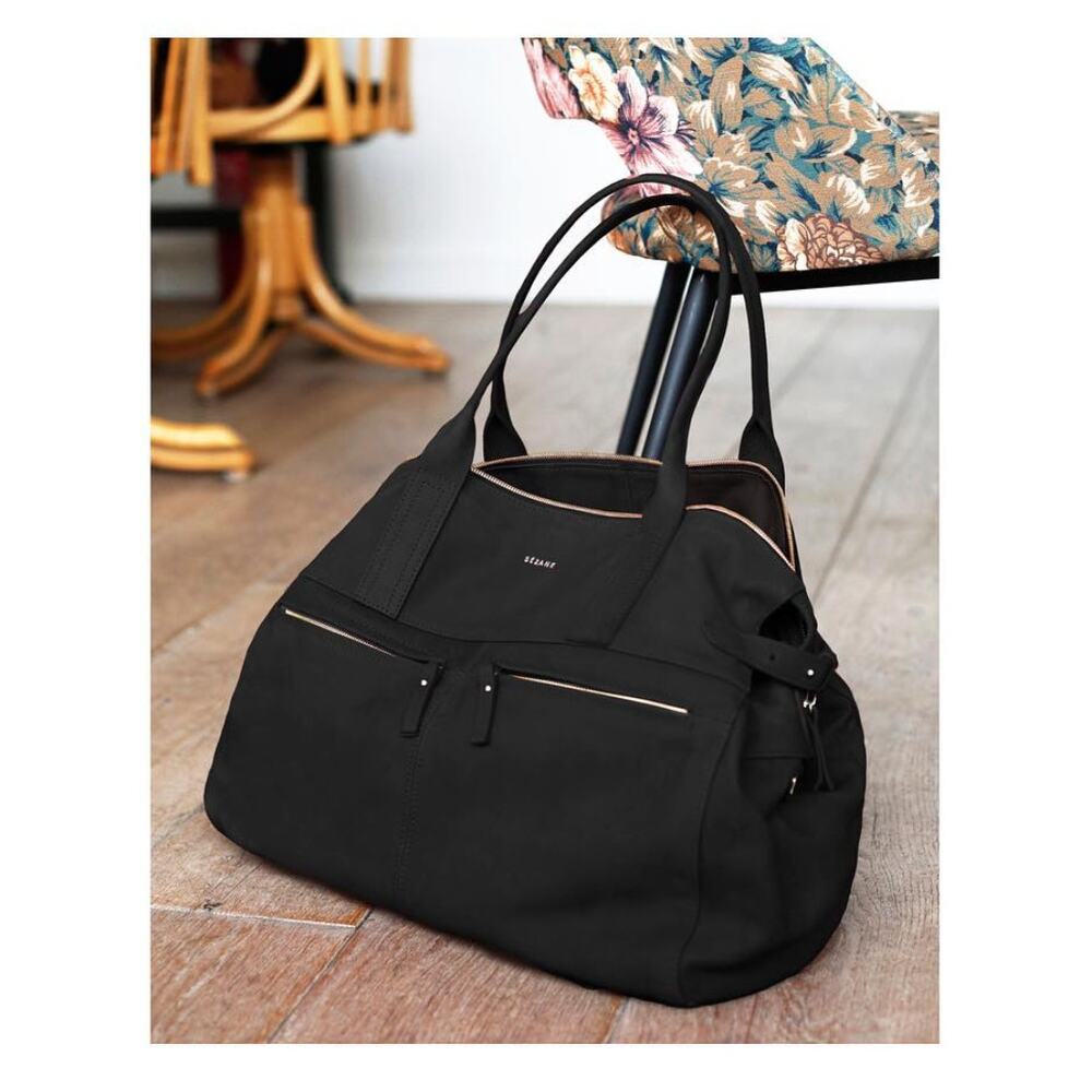 Sezane Sac Oxford in Black Suede
